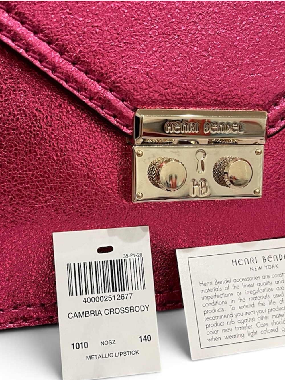 Henri Bendel Cambria Metallic Lipstick Pink Leather Satchel/Crossbody NWT - Picture 3 of 16